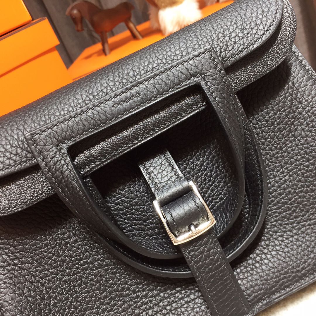 에르메스 미니 할잔백22 블랙 은장 끌레망스 가죽